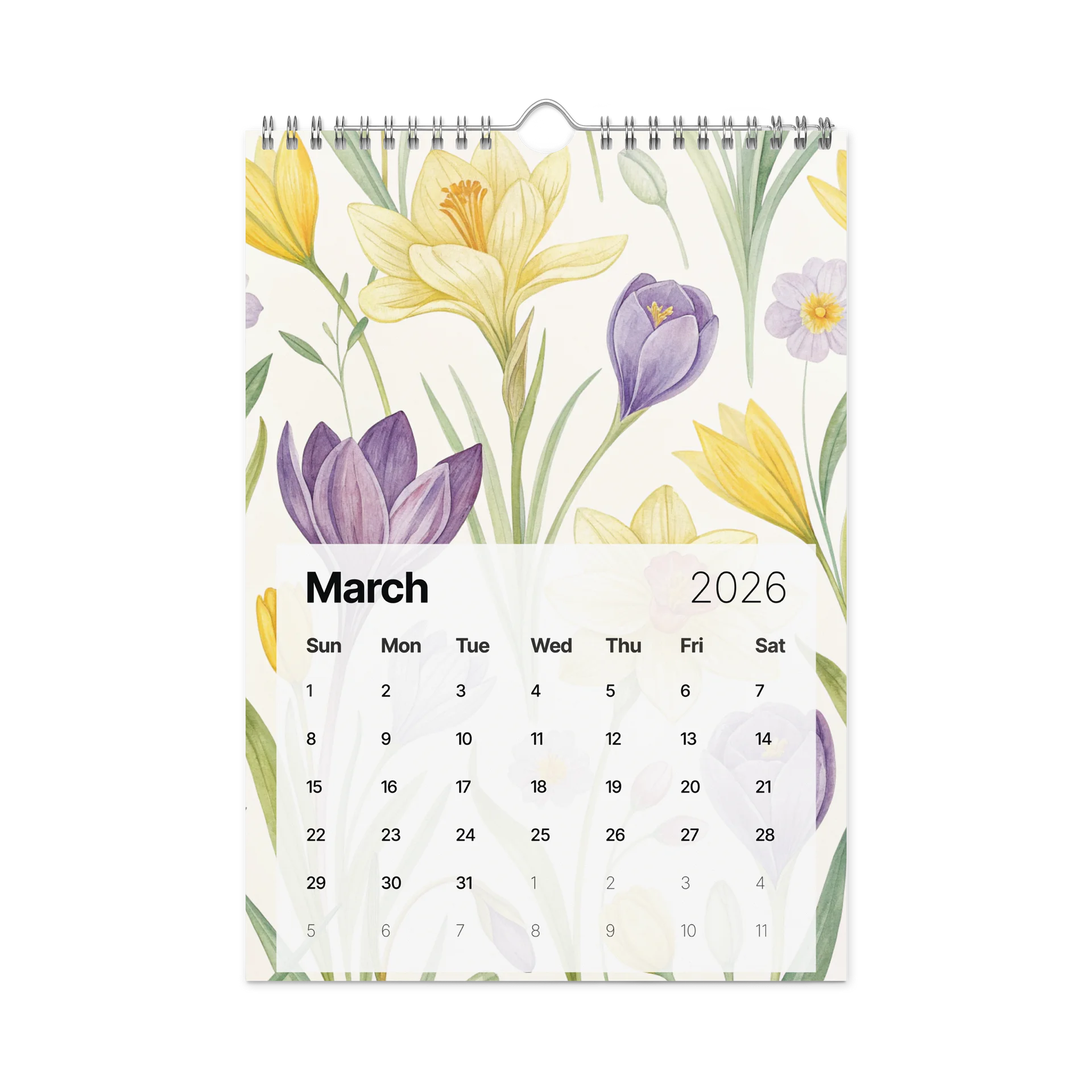 Blooming Seasons – Floral Patterned Wall Calendar 2026 (Gouache Art Edition) product image (9)