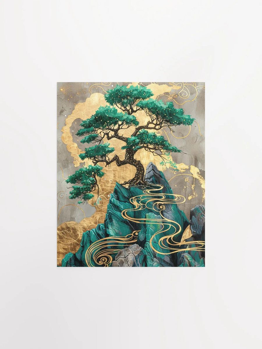 Emerald Green& Gold Kintsugi Bonzai Tree Japanese Art Print product image (27)