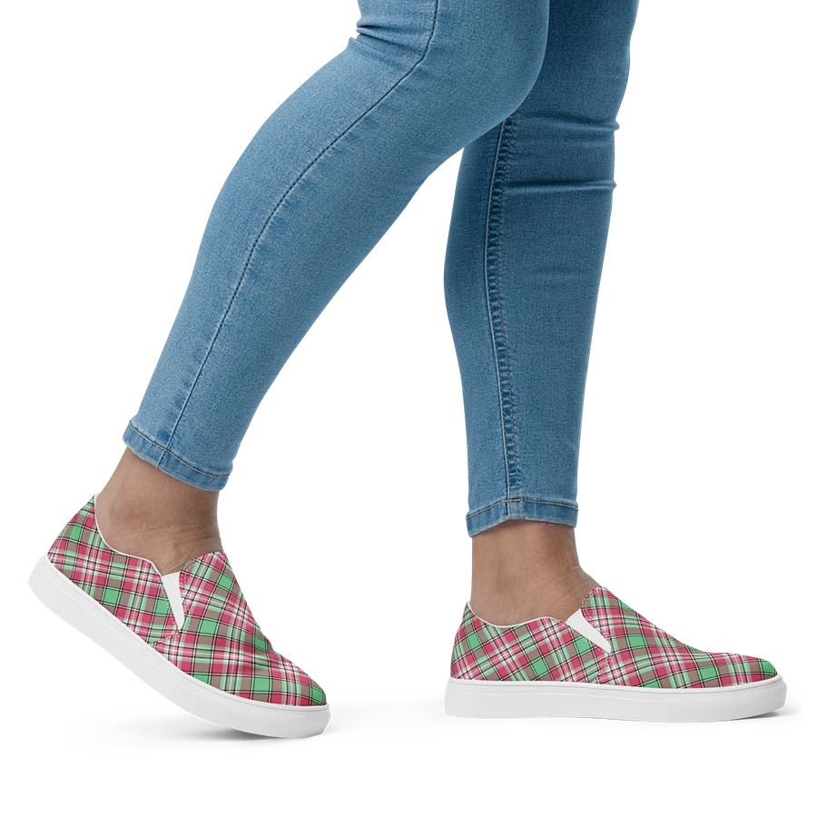 Mint Green and Pink Plaid Women's Slip-On Shoes product image (8)