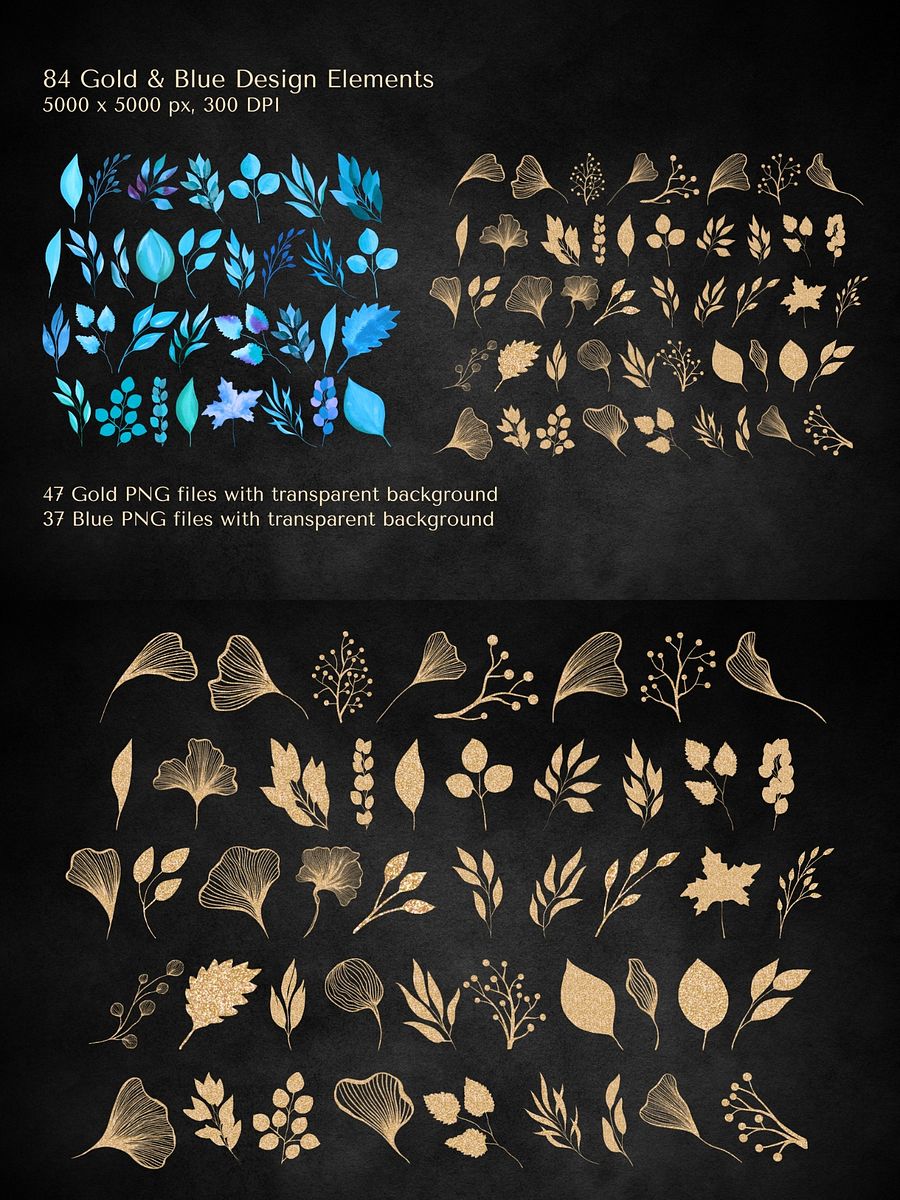 Blue & Gold Watercolor Bundle product image (6)