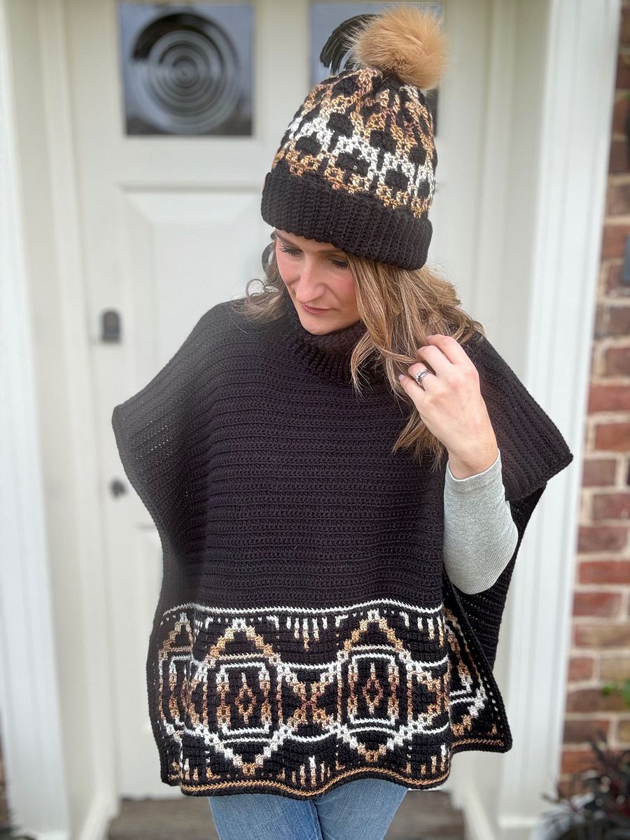 Labyrinth Poncho Adult Sizes XS to 5XL, Mosaic Crochet Poncho Pattern PDF product image (6)