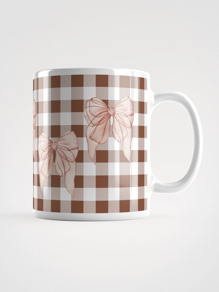 Mug Blanc Vichy Revisité - Marron - Cadeau Style Chic et Poétique product image (1)