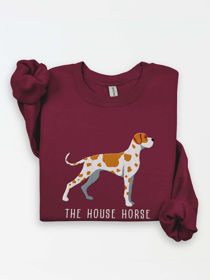 The House Horse Sweatshirt (Embroidered) of a Great Dane(Tan Harlequin) product image (1)