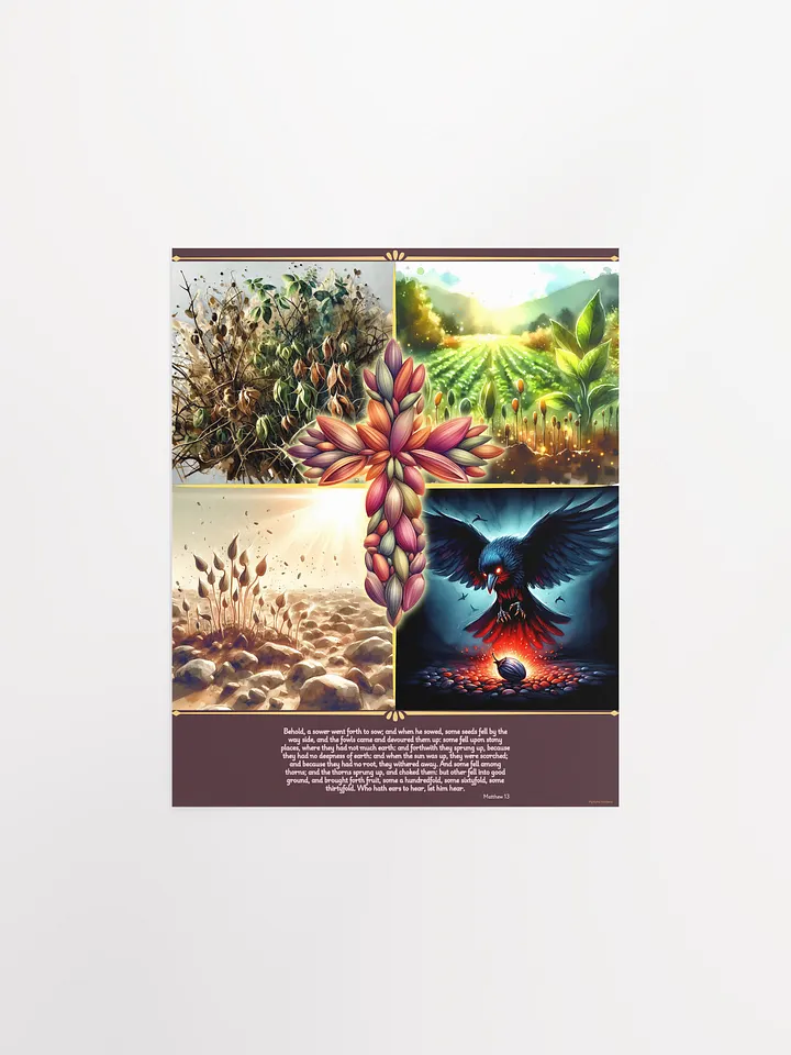 The Parable of the Sower - Christian Bible Verses Matthew 13 - Digital Art Poster product image (1)