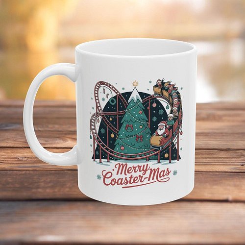 ICYMI: Roller Coaster Christmas Mug: Festive Holiday Drinkware by CoasterCultureInd #RollerCoaster #ChristmasMug #HolidayDrin...