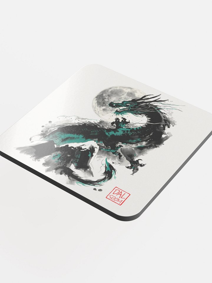 Moonlit Dragon Glossed Cork Coaster product image (1)
