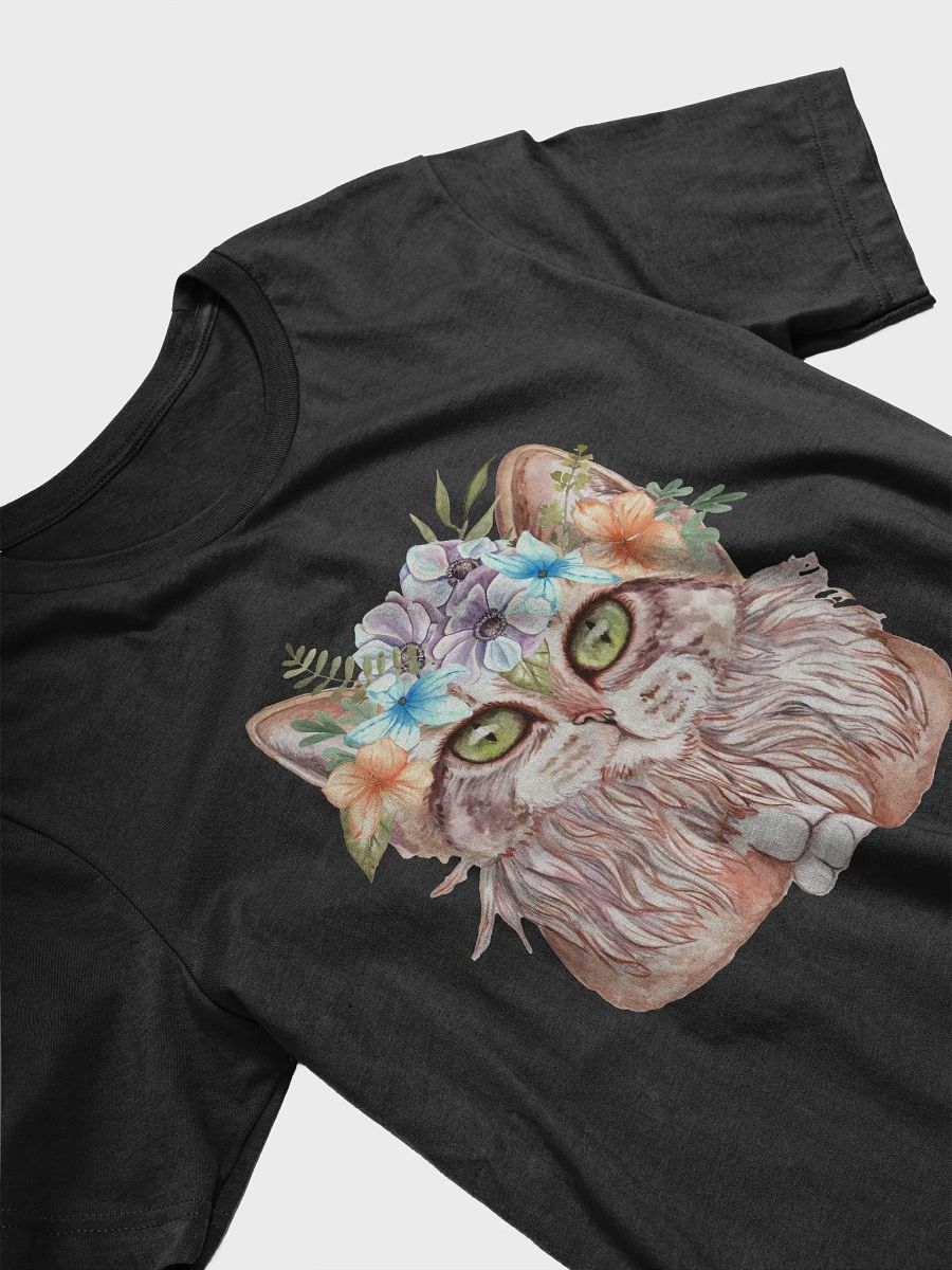 Cat and Flowers Watercolor Art T-Shirt product image (20)