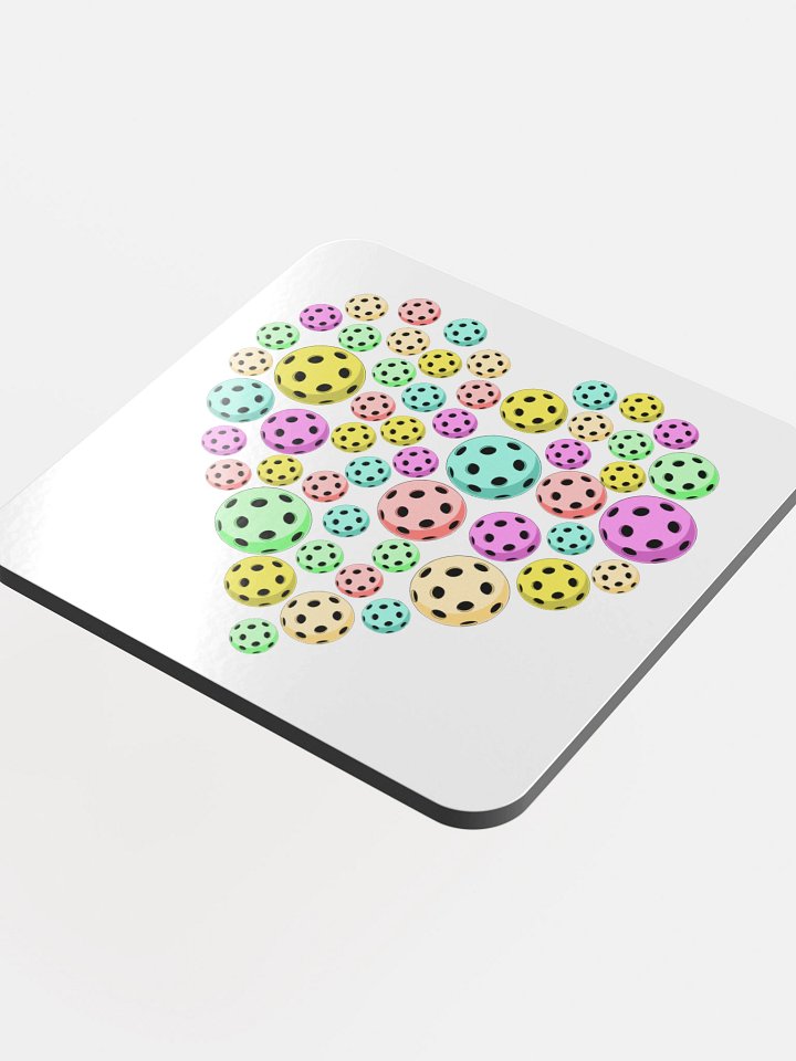 Heart Pickleball Colored Circle Coasters product image (1)