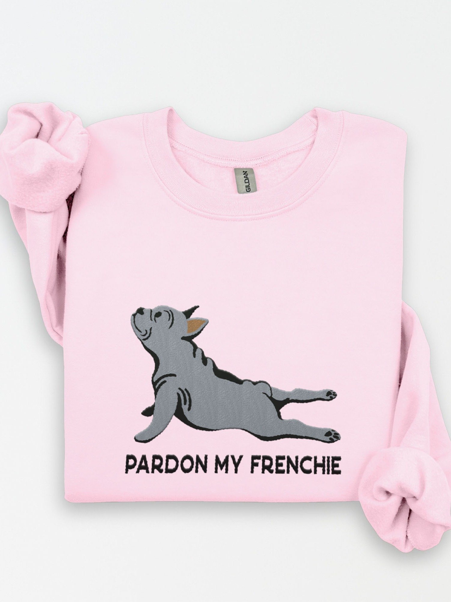 Pardon My Frenchie Sweatshirt (Embroidered) of a French Bulldog(Blue) product image (1)