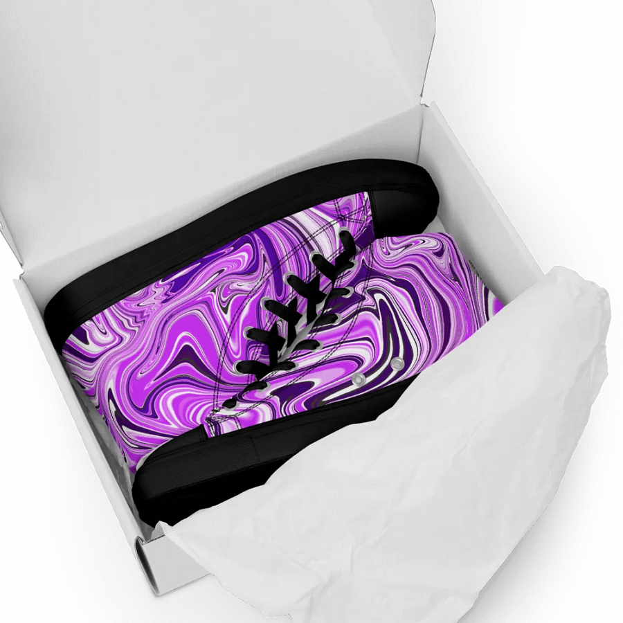 Women's High Top Canvas Shoes - Purple Digital Fluid Art product image (11)