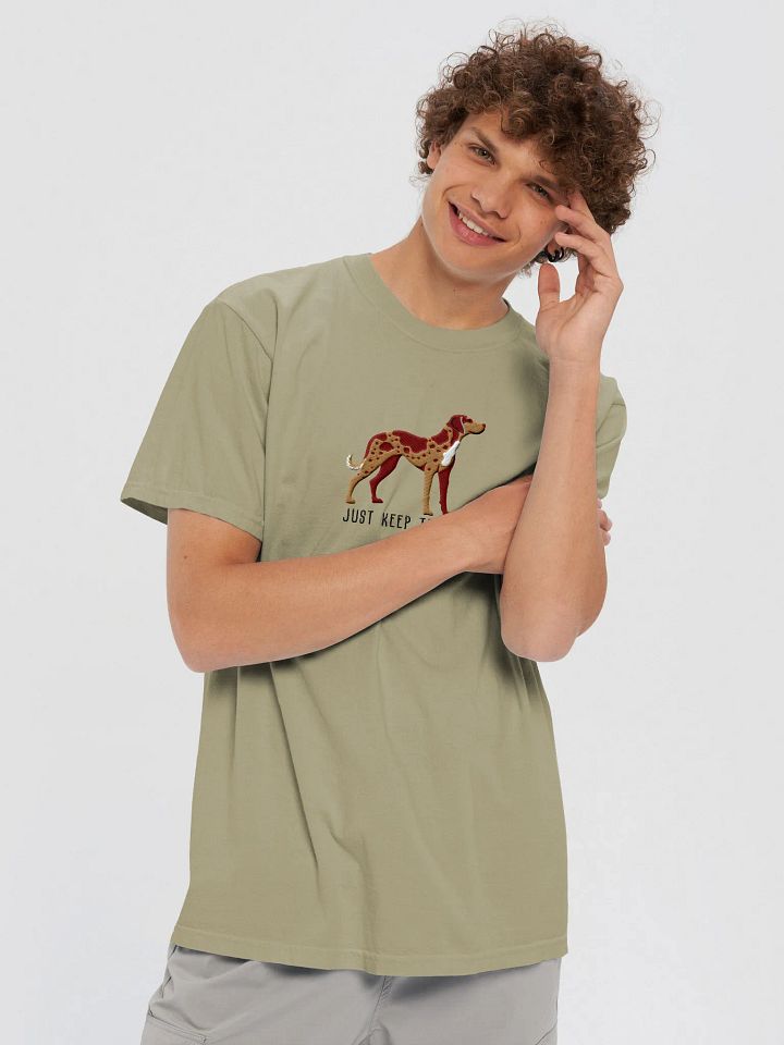 Just Keep Treeing T-Shirt(Embroidered) of a Catahoula Leopard Dog(Red Leopard) product image (2)