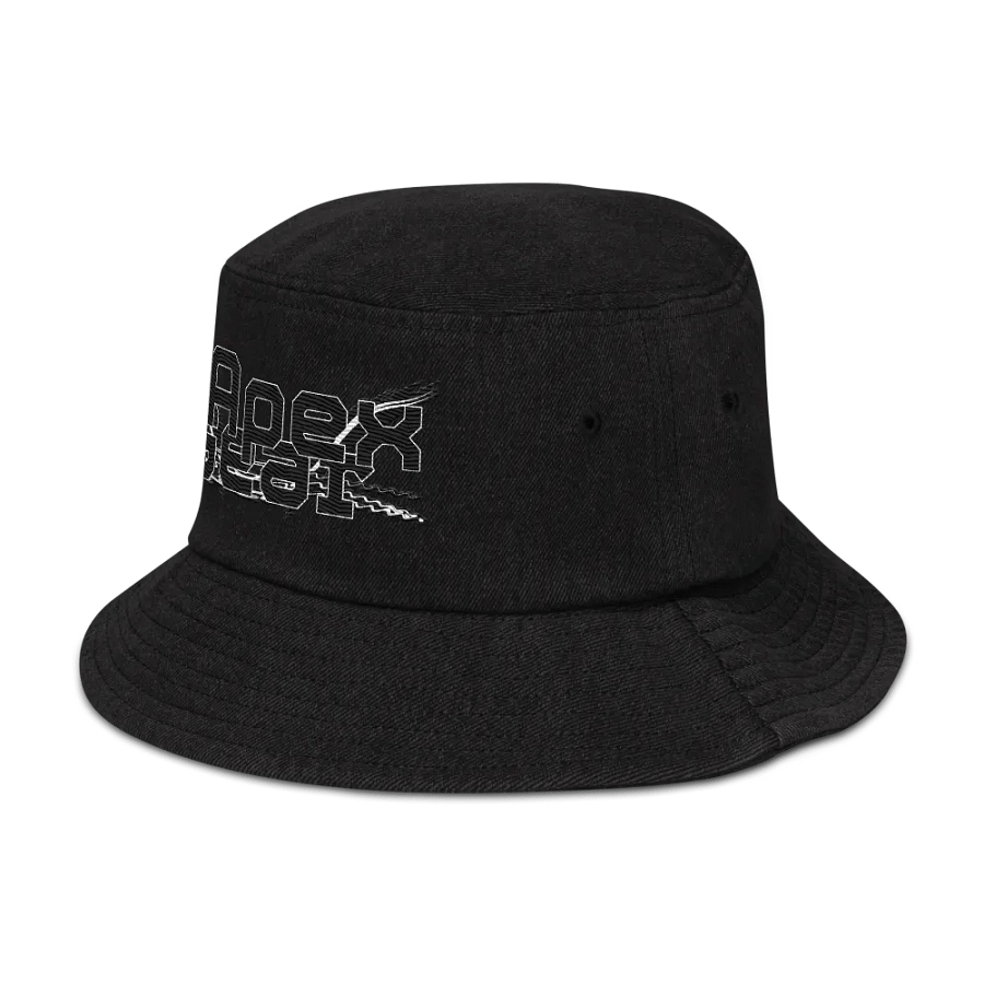 Denim Bucket Hat - Embroidered - Black HApex Gear White Logo product image (9)