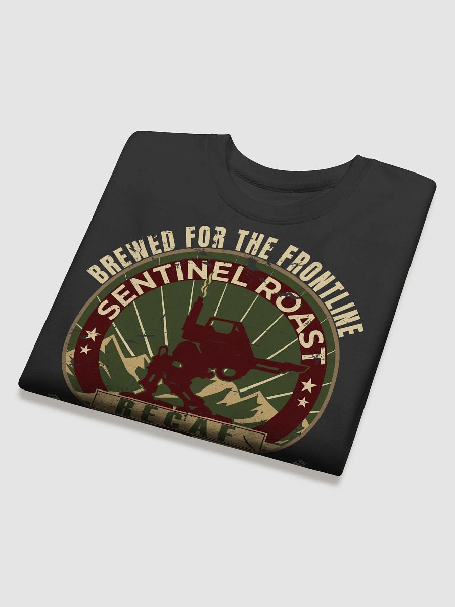 Sentinel Roast Recaff – Retro Warhammer 40K Astra Militarum Propaganda Poster Sweatshirt product image (4)