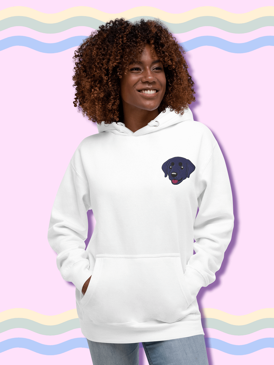 Happy Black Labrador Retriever Pup Embroidered Unisex Premium Hoodie product image (3)