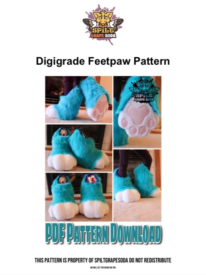 Digigrade Stompy Fursuit Feetpaw Indoor and Outdoor Pattern [PDF DOWNLOAD] product image (2)