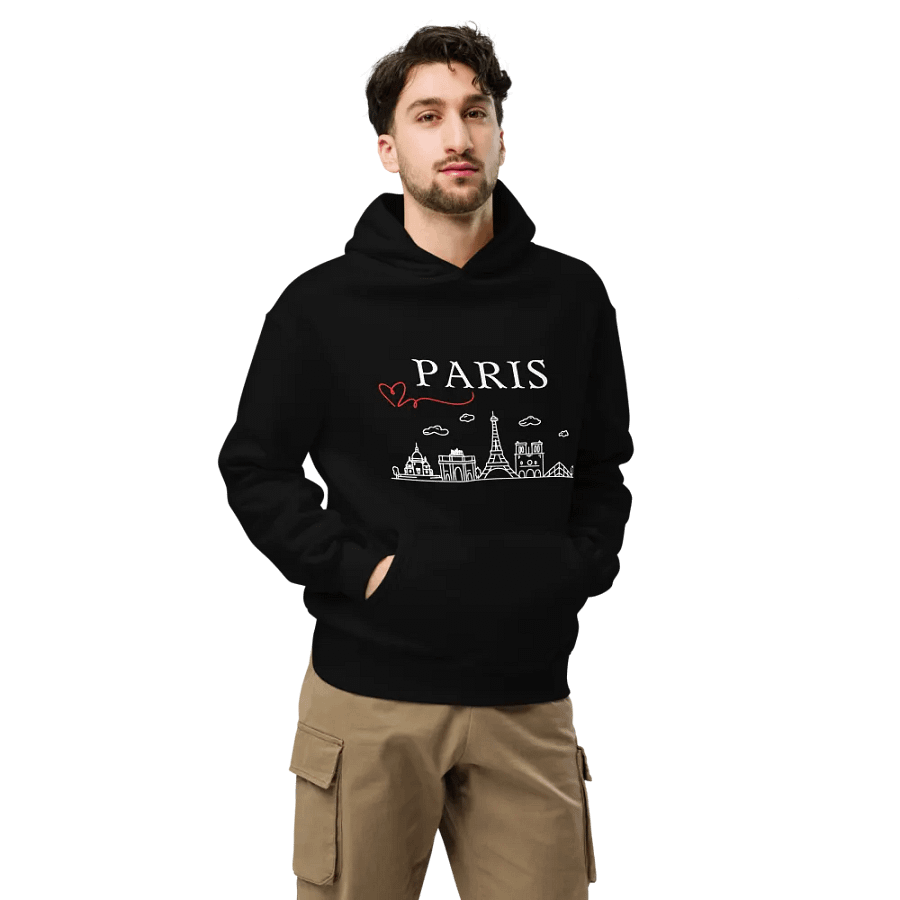 Love Paris with Monuments Unisex Oversized Hoodie | White Ink product image (7)