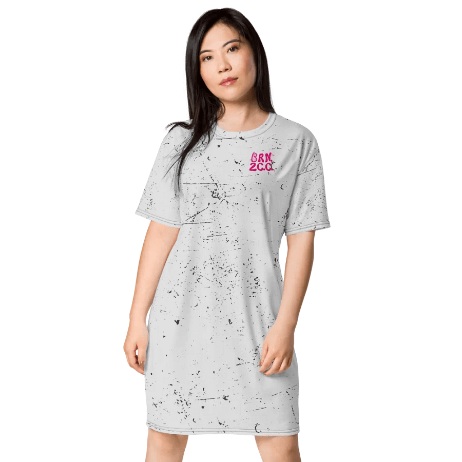 BOURNE to Cape Cod™ T-Shirt Dress | Hot Pink Logos on Distressed White product image (1)