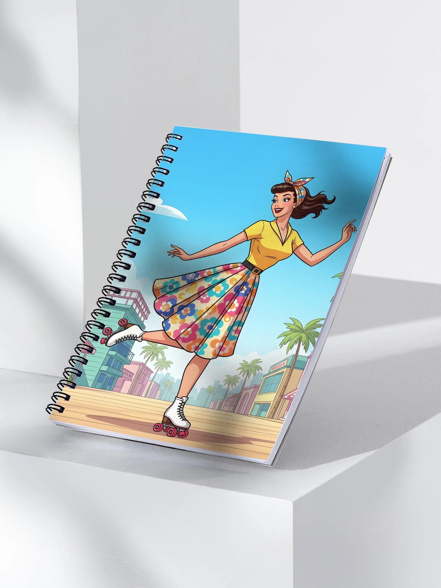 Retro Roller Skating Fun & Sunshine Quote Notebook product image (3)