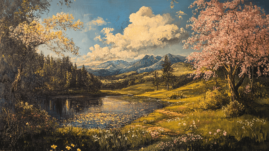 Vintage Beautiful Spring Landscape - No Frame, Digital Download product image (2)