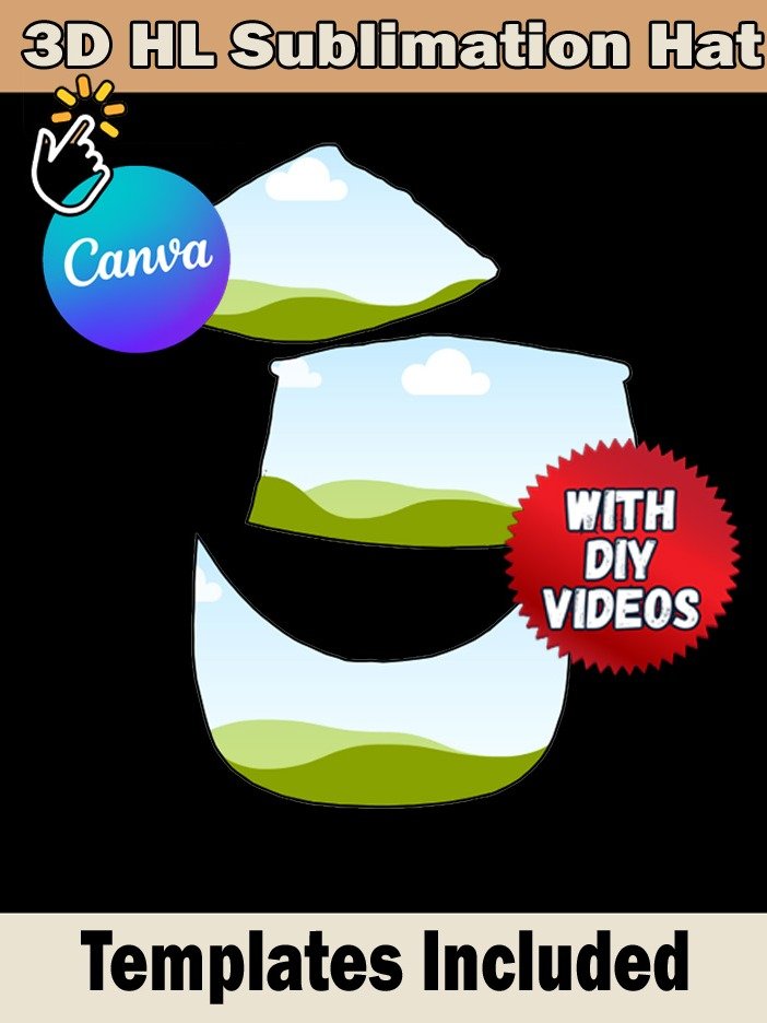 Hat Template - How to Sublimate a HL 3D Hat - Top and Bottom Brim - Video Included- PSD PNG Editable in Canva product image (2)