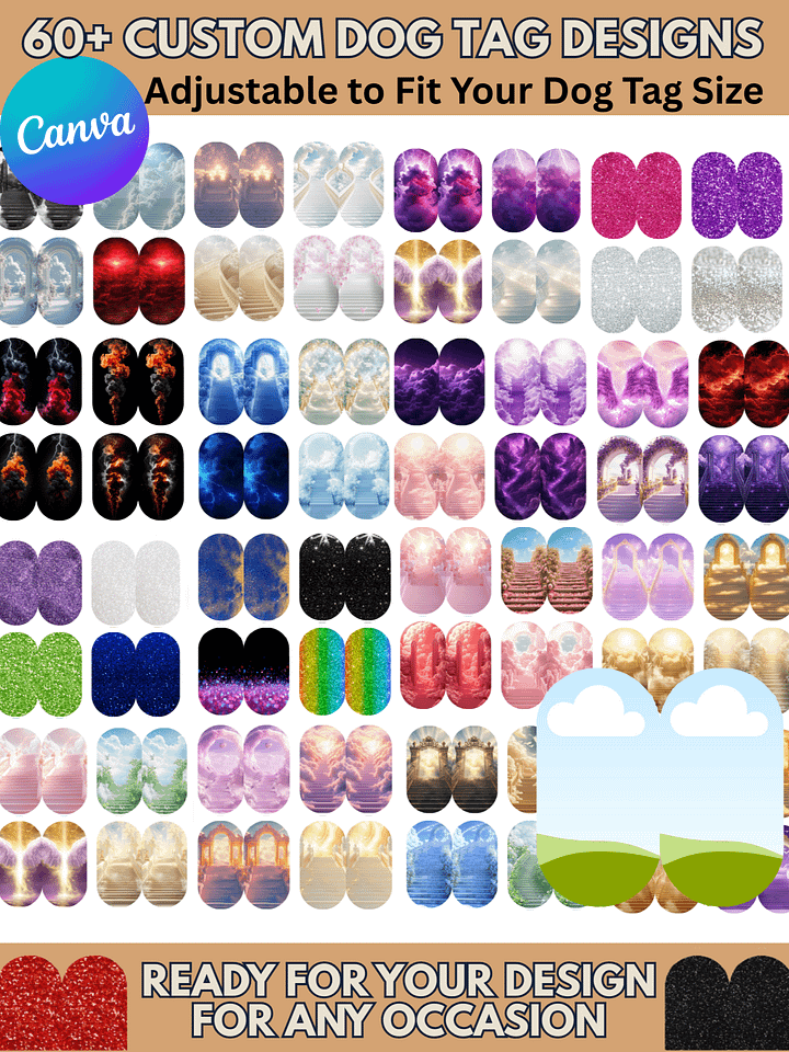 Silver Members Only - Editable Dog Tag Templates with 60 Plus Pre-Designed Background Images - Editable in Canva product image (1)