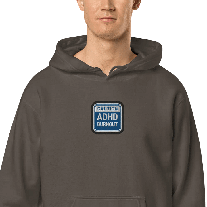 CAUTION: ADHD BURNOUT embroidered pigment hoodie (royal bubble design 2) product image (2)
