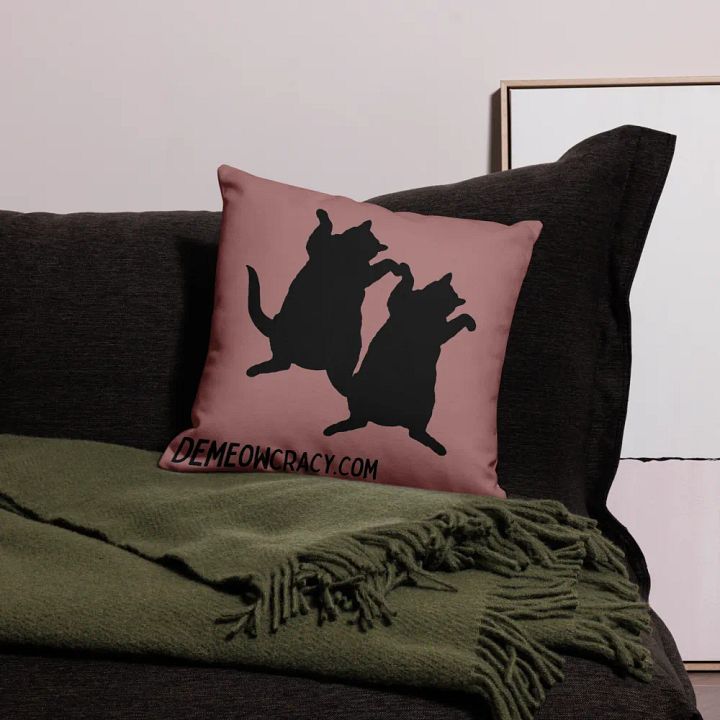Dancing DeMeowcracy Kitties Pillow Cover - Frosted Cranberry product image (1)