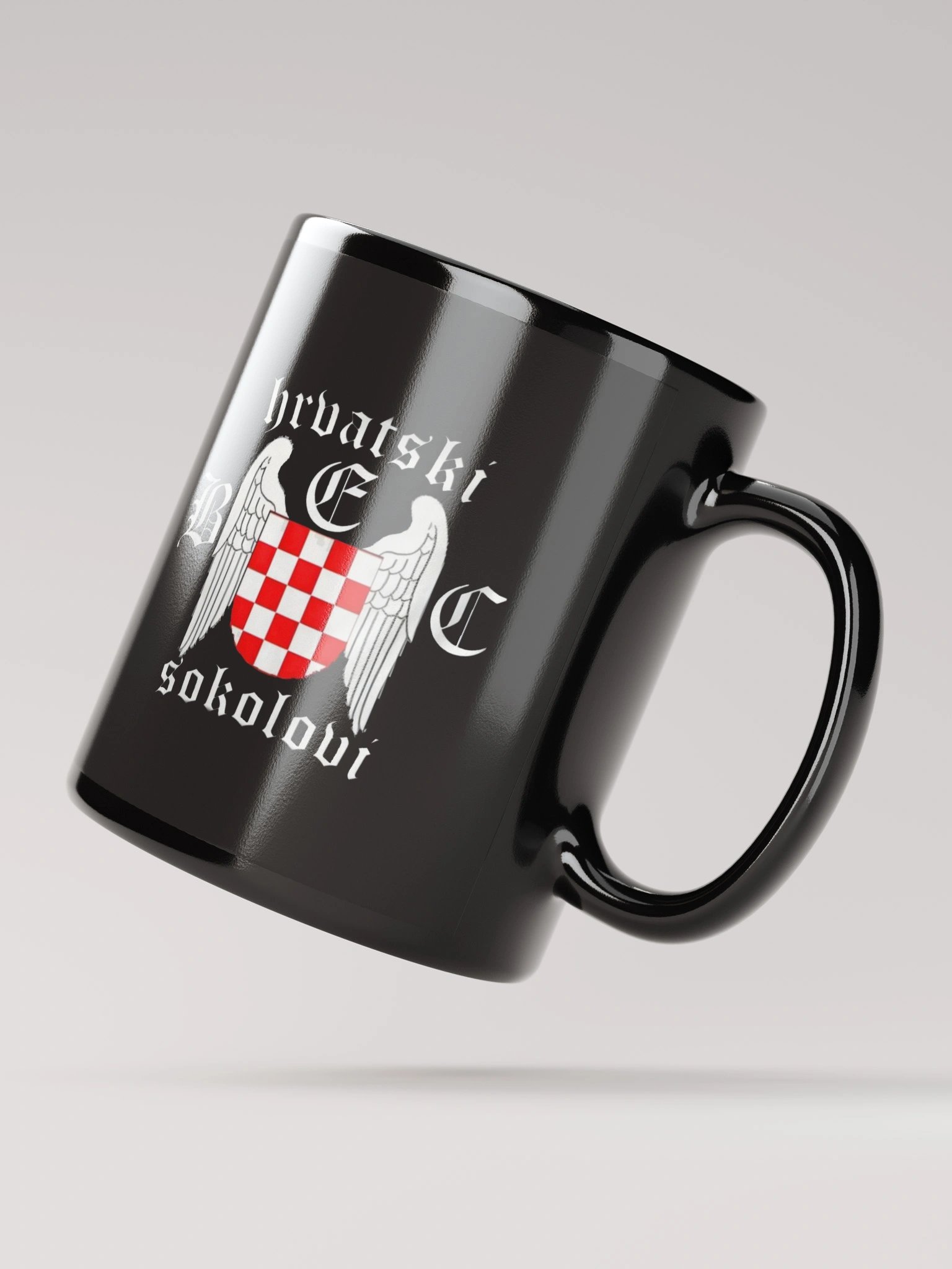 Sleek Black Glossy Mug hrvatski sokolovi product image (2)