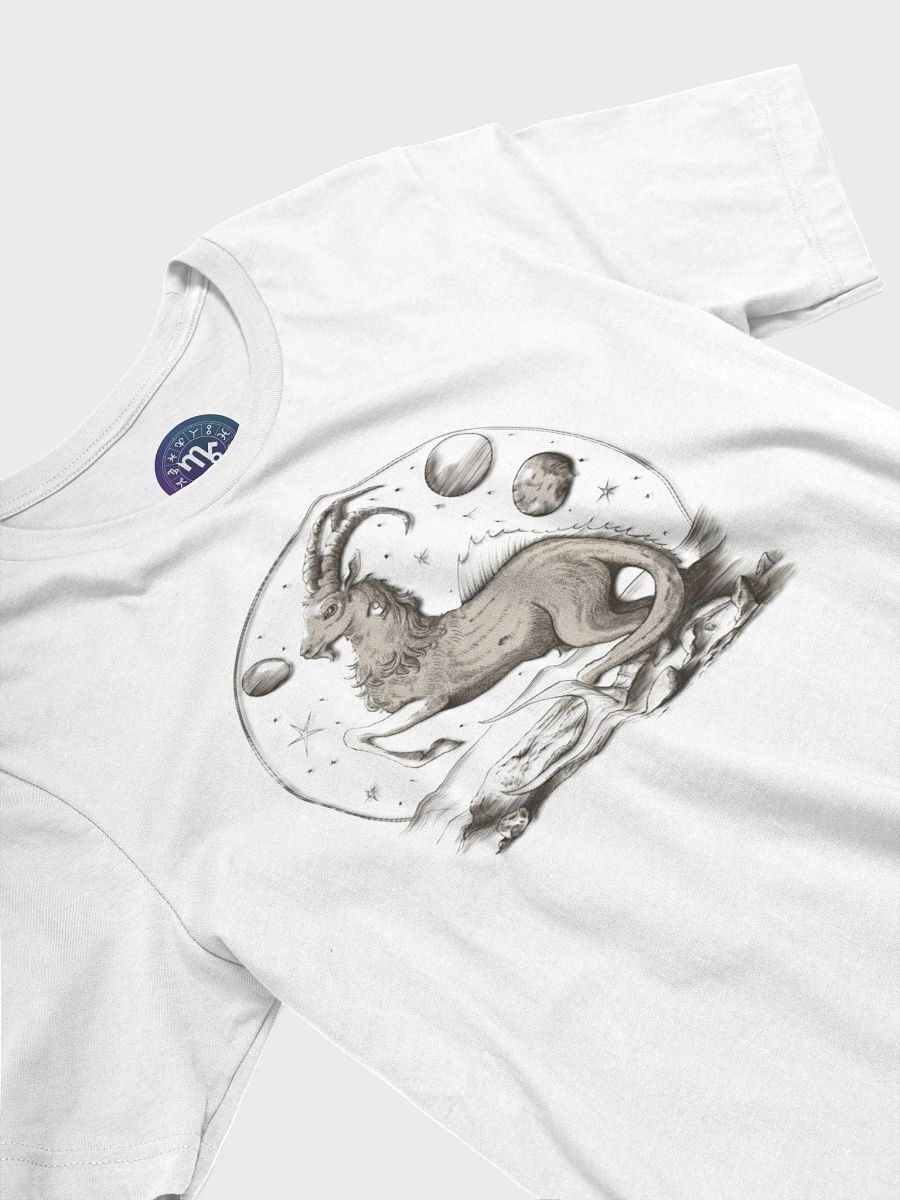 Exclusive Capricorn Zodiac T-Shirt - Unisex Astrology Gift with Mythical Sea-Goat and Celestial Planets Design product image (6)