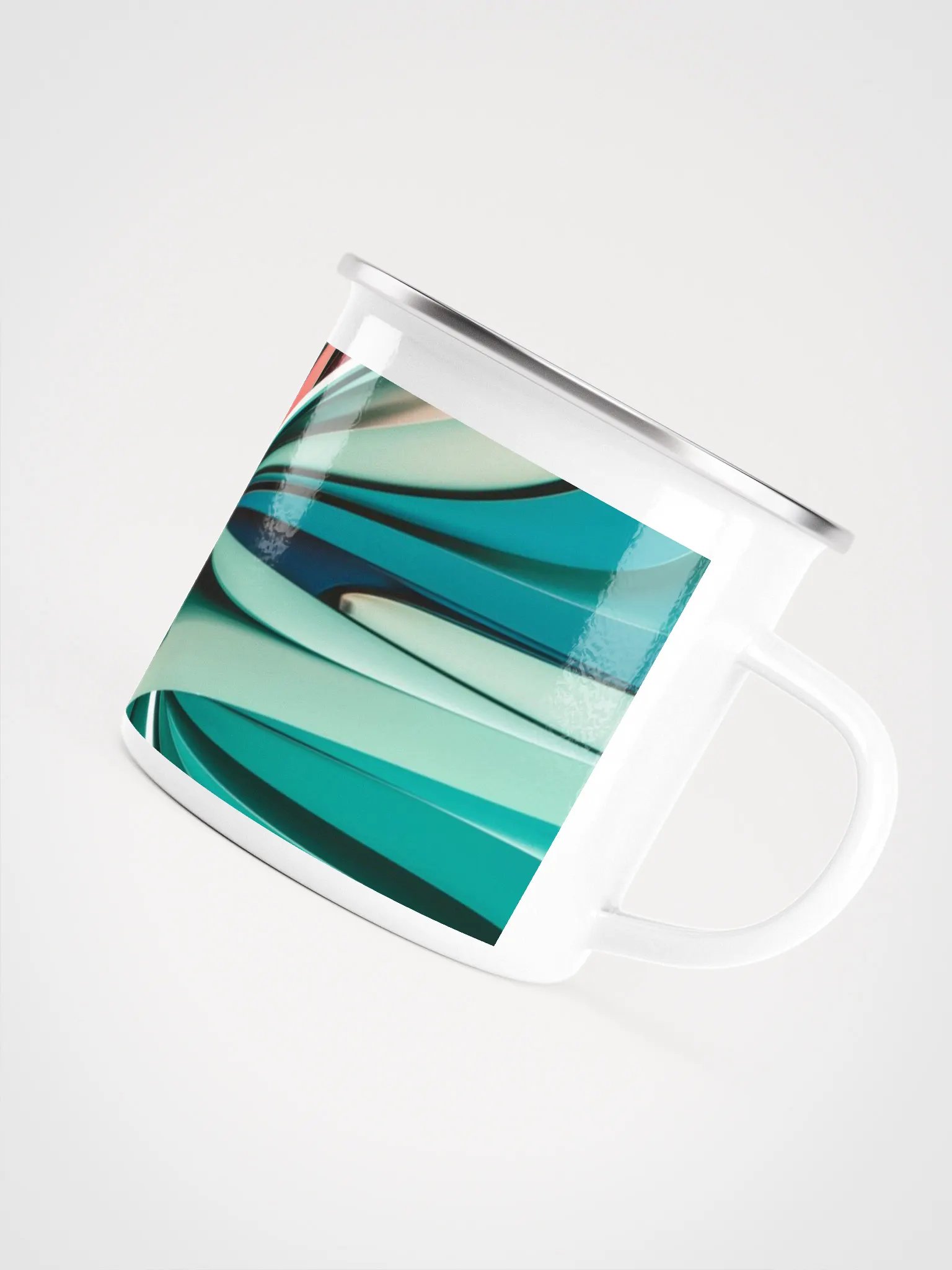 Graphic Grove Enamel Mug - Abstract Art Design, White with Silver Rim, Hand-Wash Only product image (5)