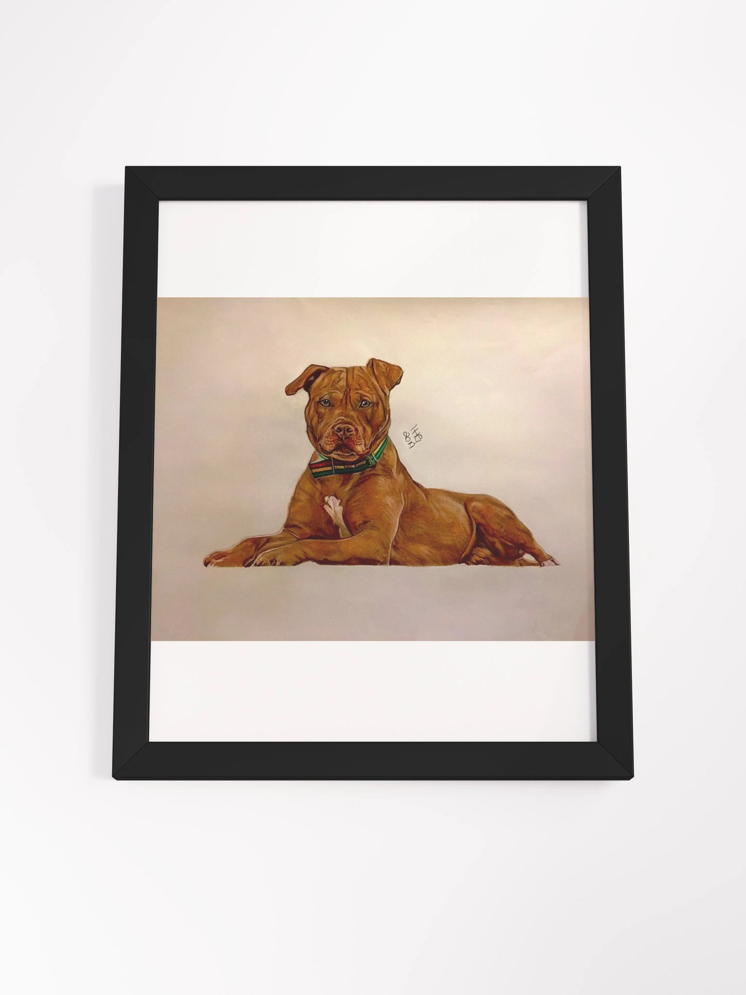 Pitbull Colored Pencil Drawing Framed Print product image (13)