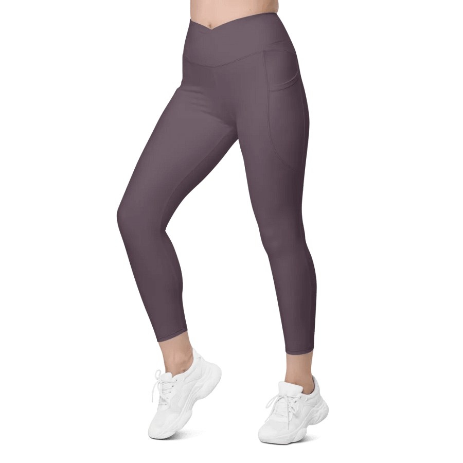 Plain Mauve Soft Summer Women's High Waisted Premium Crossover Leggings with Pockets by Treasure Pie product image (6)
