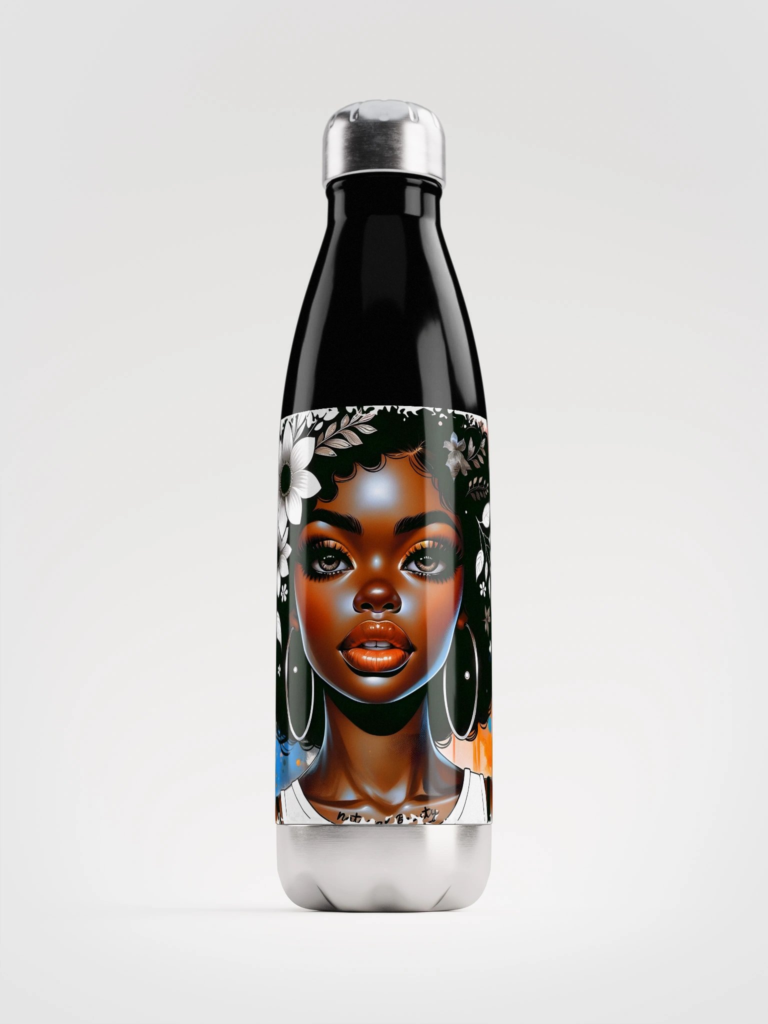 Afro Floral Stainless Steel Water Bottle product image (2)