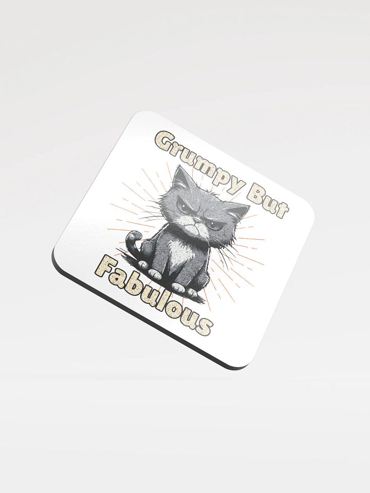 Grumpy But Fabulous Cat Glossed Cork Coaster product image (2)