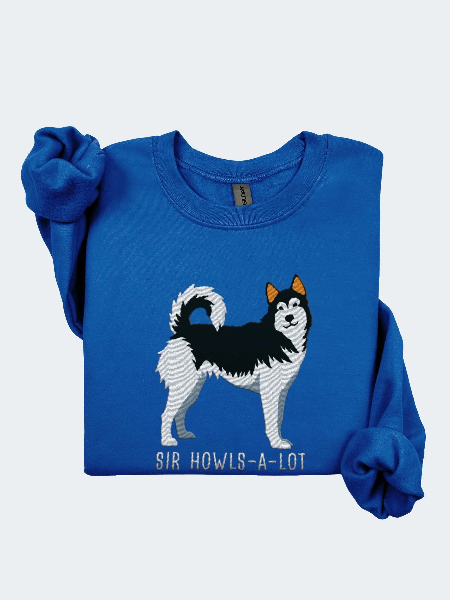 Sir Howls-A-Lot Sweatshirt (Embroidered) of a Siberian Husky(Black & White) product image (1)