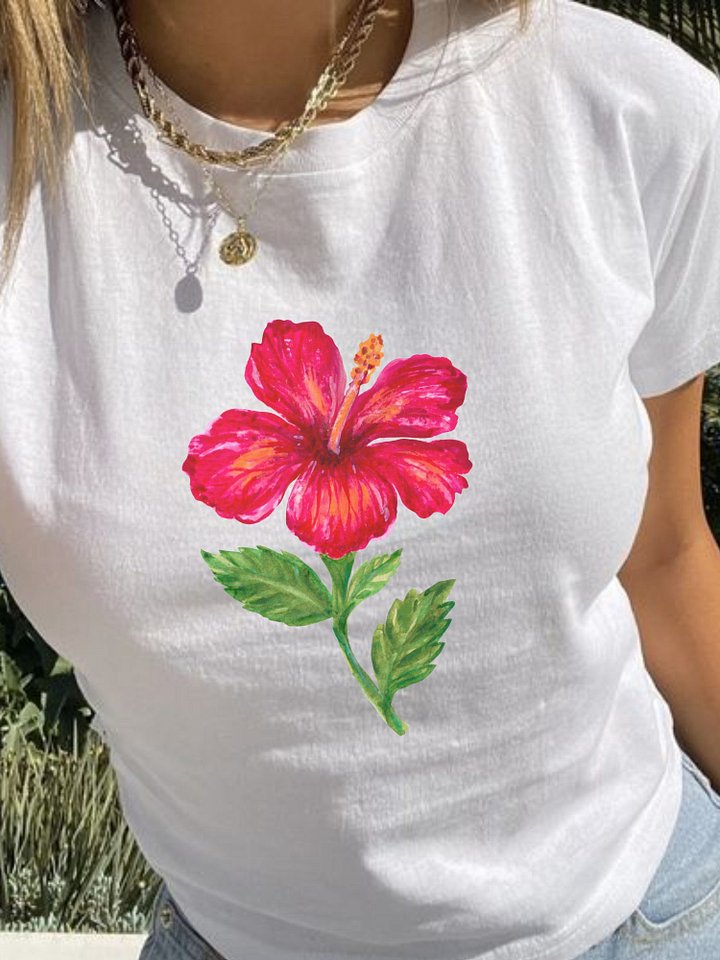 Hibiscus Flower Baby Tee product image (1)