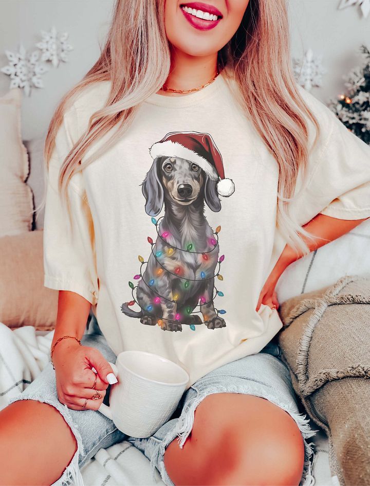 Funny Dachshund(Dapple) Christmas T-Shirt for Wiener/Doxie Paw-rents product image (16)