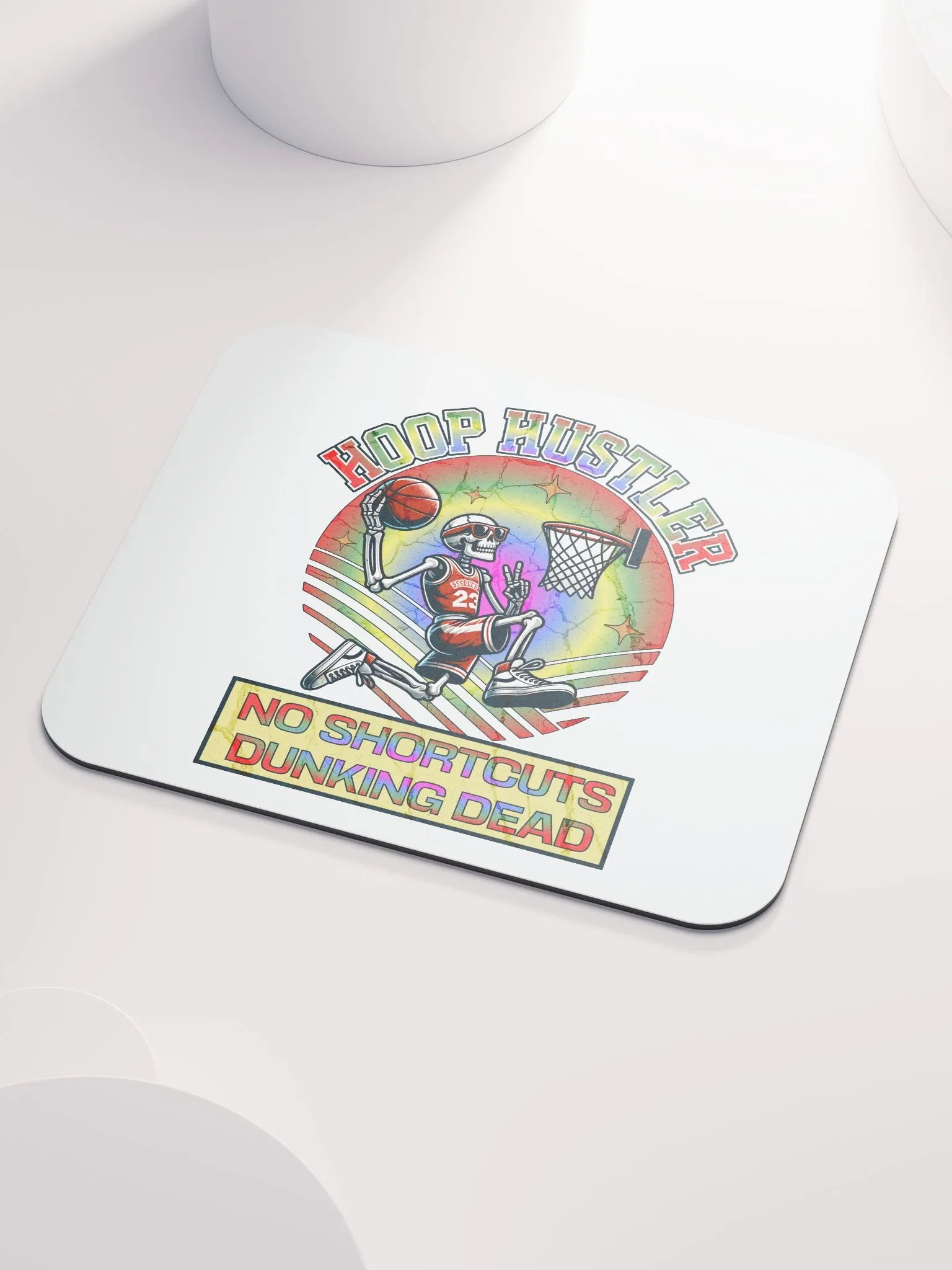 Hoop Hustler No Shortcuts Dunking Dead Skeleton Rainbow Mouse Pad product image (3)