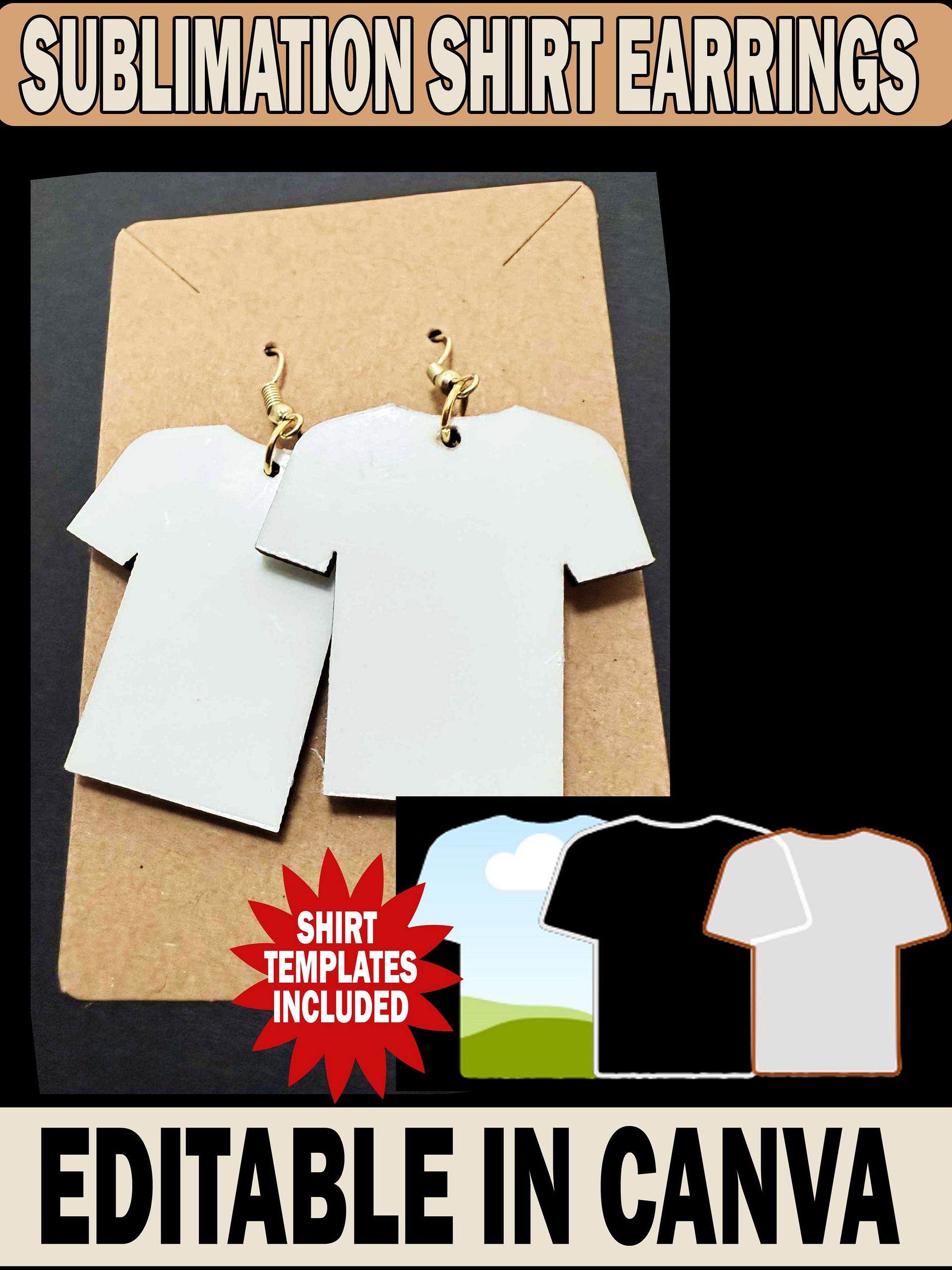 Premium Sublimation Shirt Blank Earrings – 1.97” or 1.57” | Silver or Gold Hooks | Gift-Ready Packaging | DIY Video Tutorials and Templates Included product image (1)