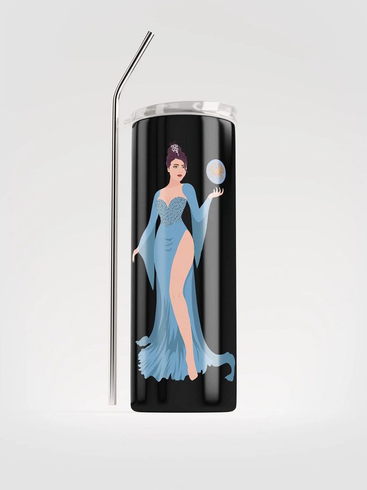 Blue Cancer Woman Illustrated Stainless Steel Tumbler: Zodiac Elegance! ♋💙 product image (1)
