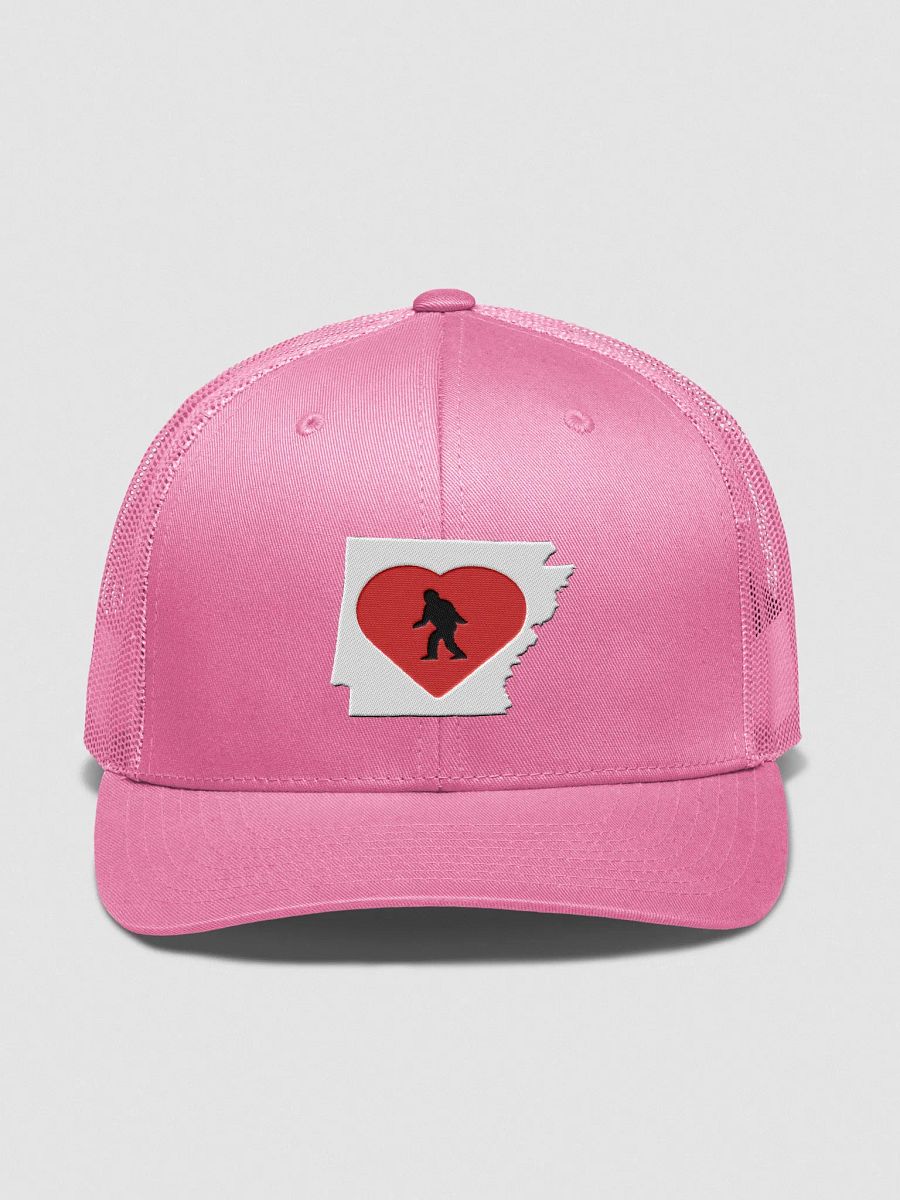 Arkansas Bigfoot Love Retro Trucker Hat product image (1)