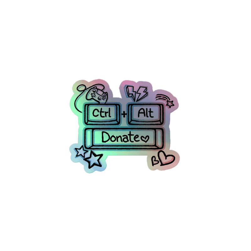 Ctrl + Alt + Donate Team Holographic Vinyl Sticker