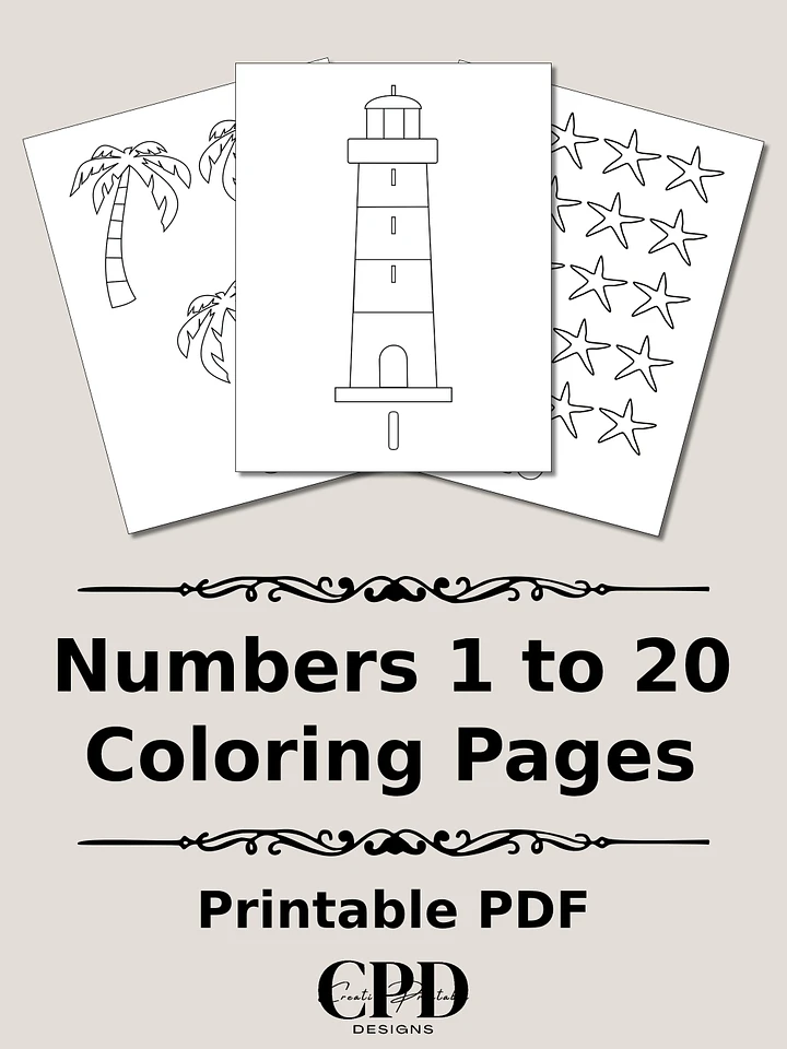 Printable Number Counting Coloring Pages - Beach Theme product image (1)