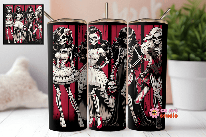 Sassy Creepy Girls Doll Tumbler Wrap PNG product image (1)