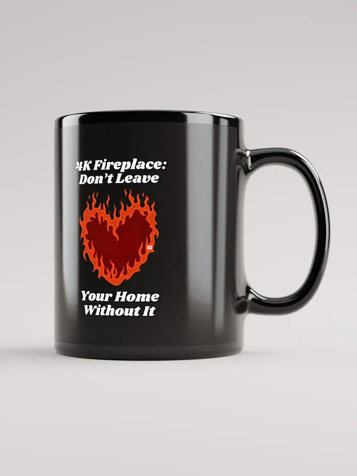 Flaming Heart - 4K Fireplace: Don't Leave Your Home Without It | Black Glossy Mug product image (1)