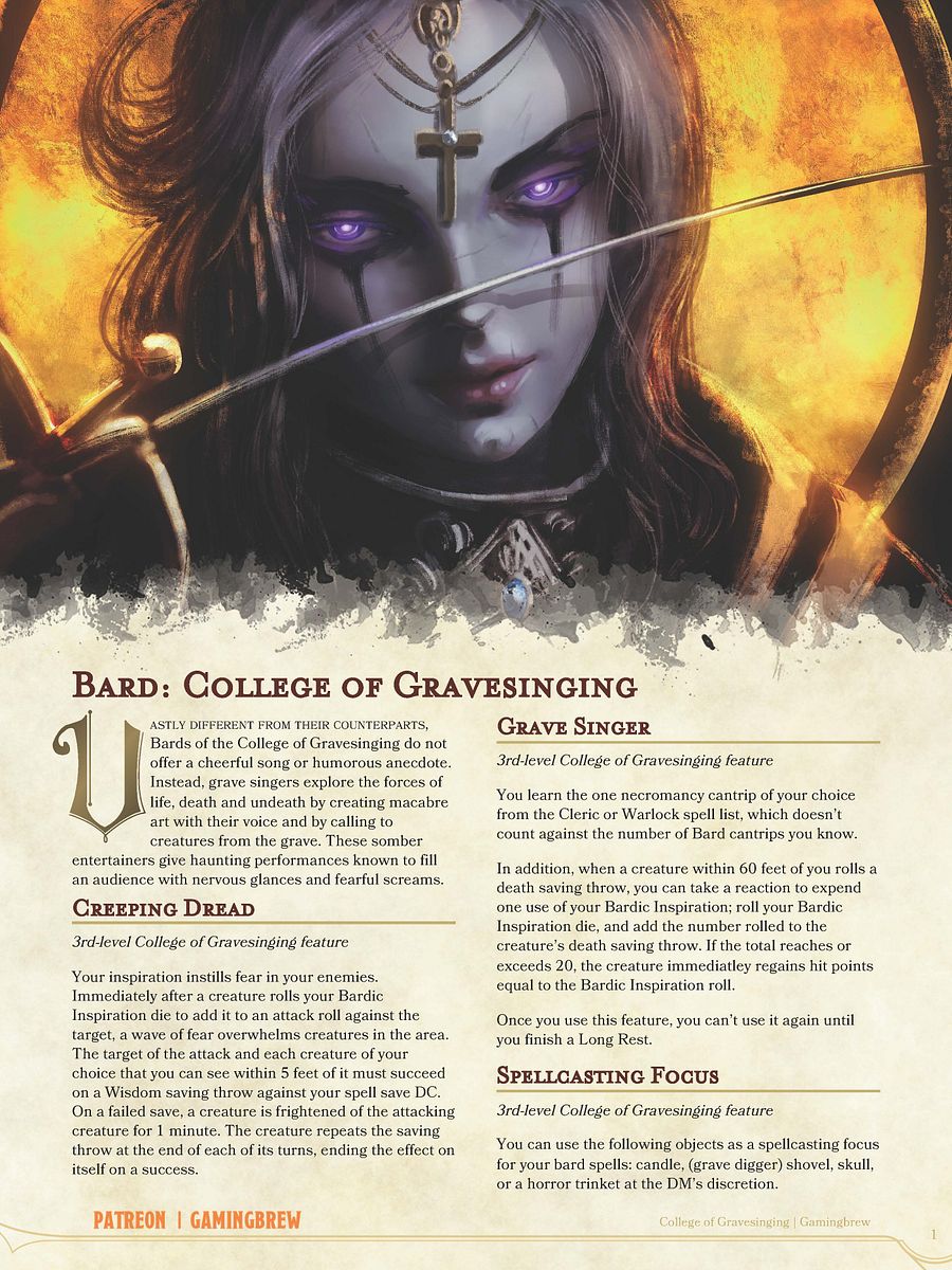 College of Gravesinging | 5E Bard Subclass product image (2)