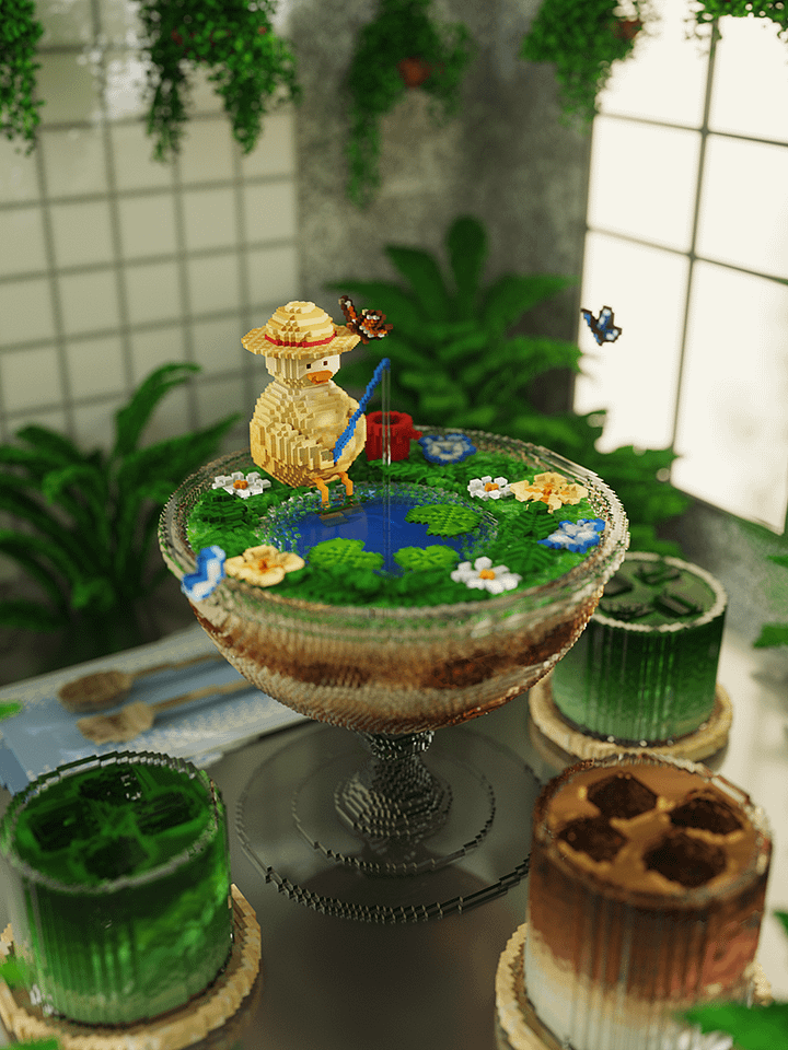 Tiny fishing 🌙 Voxel Art Wallpapers product image (1)