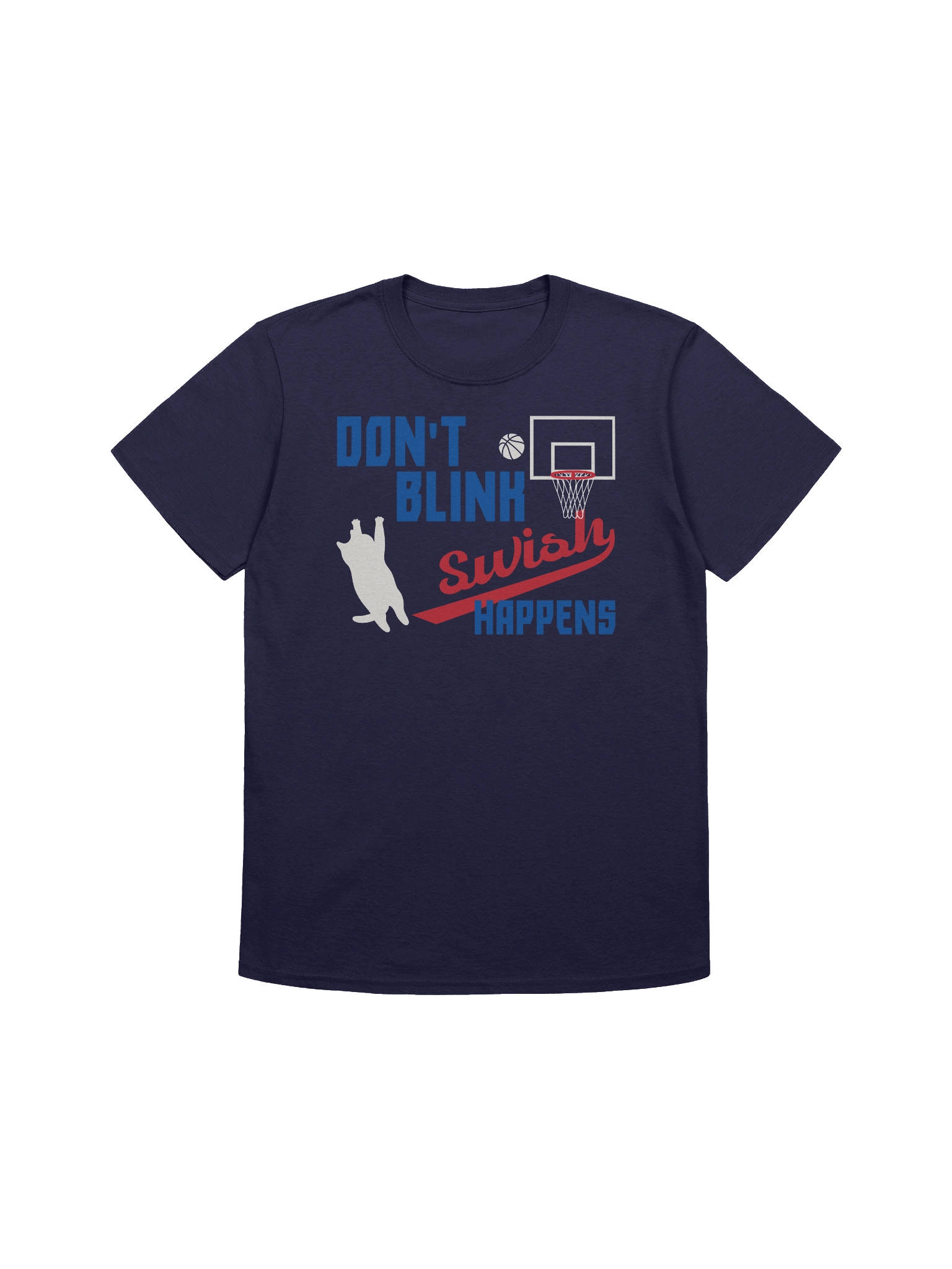 Basketball Cat (DON'T BLINK, Swish HAPPENS) - Unisex Adult Super Soft Lightweight T-shirt product image (2)