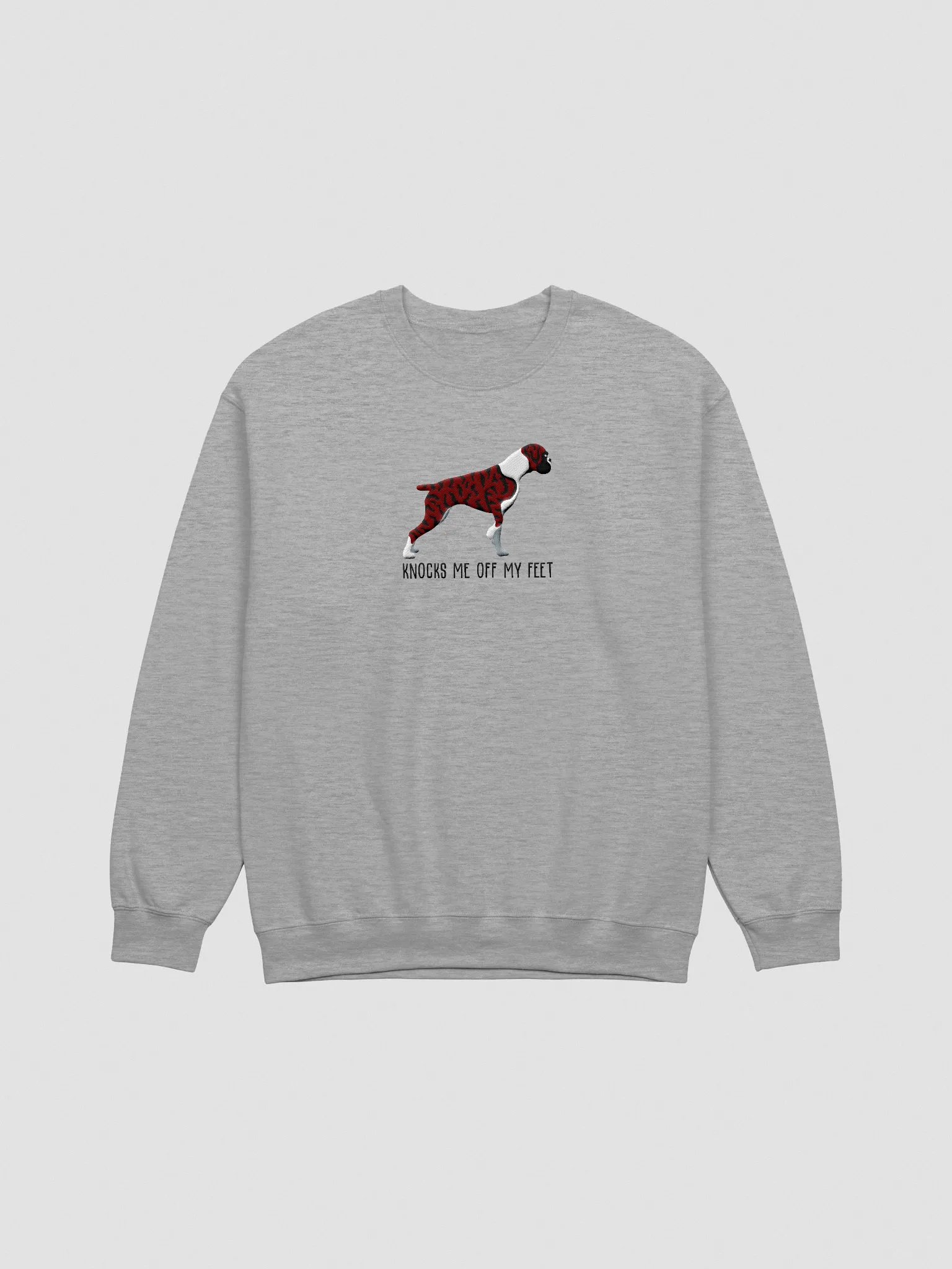 Knocks Me Off My Feet Sweatshirt (Embroidered) of a Boxer(Brindle) product image (3)