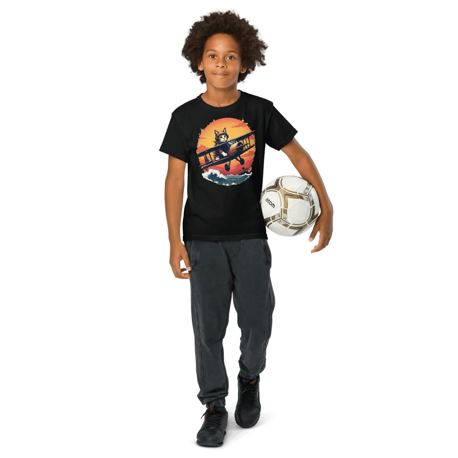 Whimsical Aviator Cat Youth Tee product image (11)